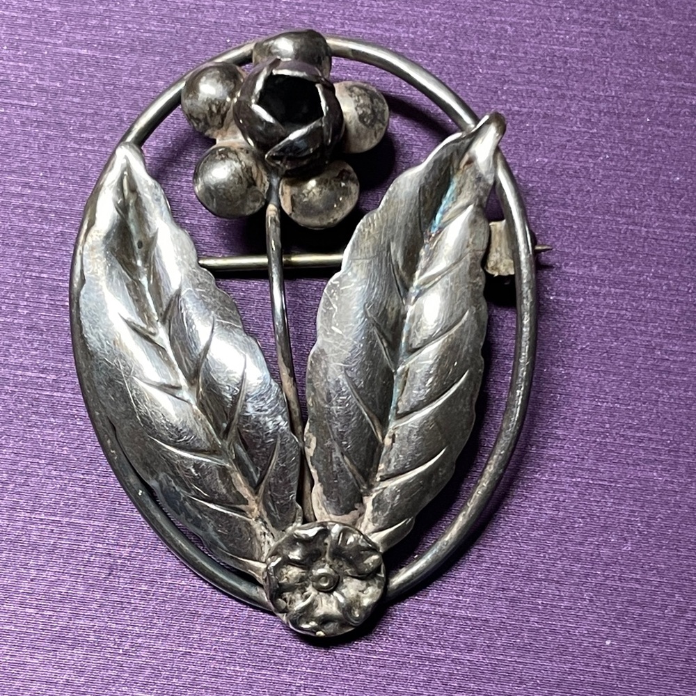 Vintage Sterling Silver Floral Brooch